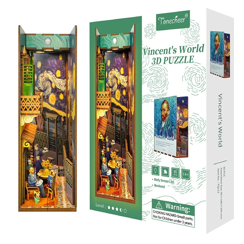 Vincent's World Van Gogh Book Nook 3D Wooden Puzzle with LED Libro Puzzle - Image 2 of 4