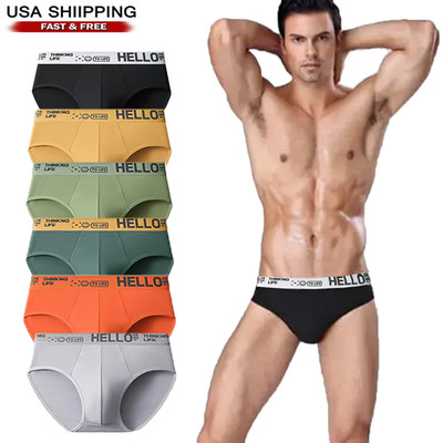 MEN'S BRIEFS UNDERWEAR LOW RISE SOFT COTTON LETTER SOLID COLOR SIZE L-4XL GIFT