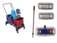 Cleansv® Wischset Pe Laschenmop 50 Cm Lamo, Reinigungswagen 2 X 18 Liter Eimer,