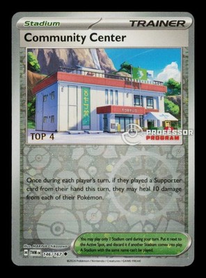 Pokemon Karte TOP 4 Community Center 146/167 Professor Programm Stamped Promo 2024