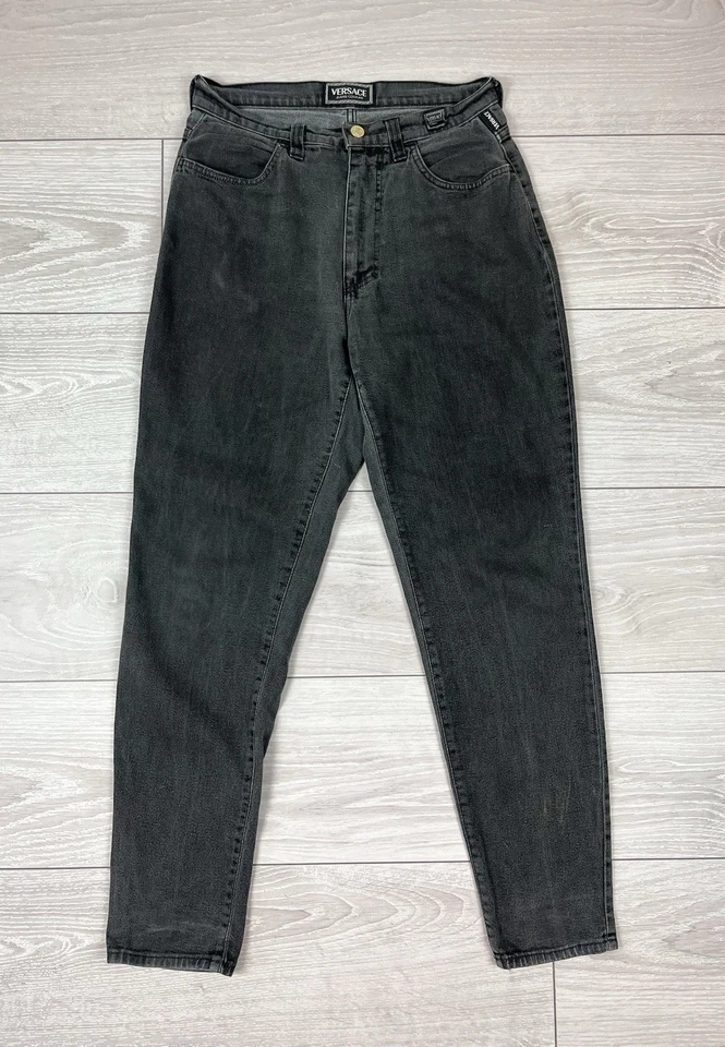 Versace Couture Vintage 90s Logo Gris Denim Pantalones Jeans Hombres 30 Talla - Imagen 3 de 4