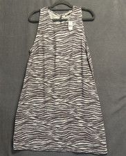 NWT Loft Linen Blend Shift Dress Zebra Print Sleeveless Size 12 Brown Coastal