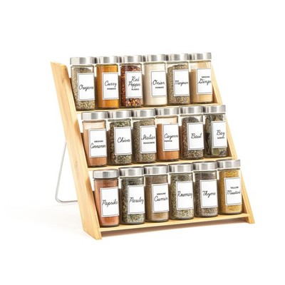 Orii 18 Jar Bamboo Compact Spice Organizer for Countertop and Kitchen Drawer