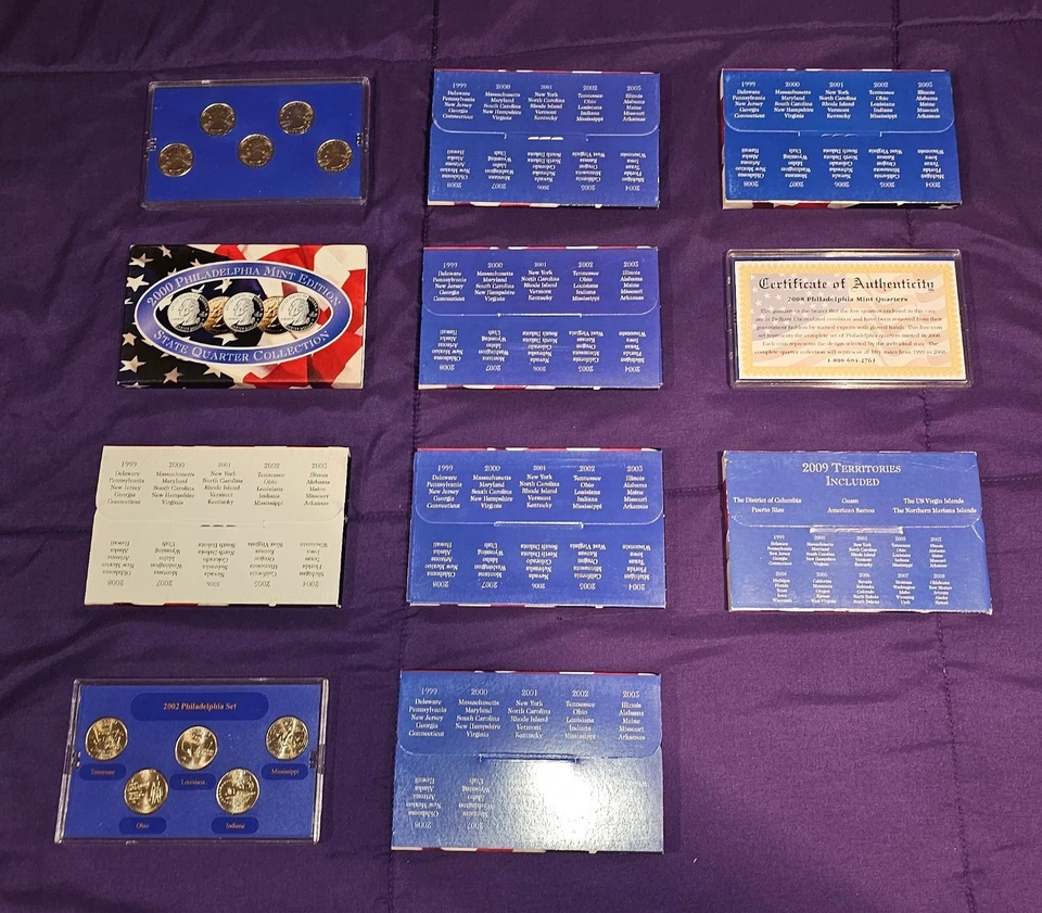 U.S. Mint 1999-2009 Proof Quarter 11 Sets State Quarters with Box COA - Image 3 of 3