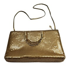 Vintage Y S Original Gold Metal Mesh Hand Bag w Shoulder Strap Crossbody Purse