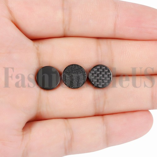 3 Paar Damen Herren Edelstahl Runde Kohlefaser Ohrstecker Ohrringe 6/8/10 mm - Bild 18 von 34