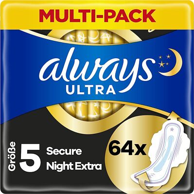 Always Ultra Binden Damen Gr. 5 Secure Night Extra 64 Damenbinden mit Flügeln