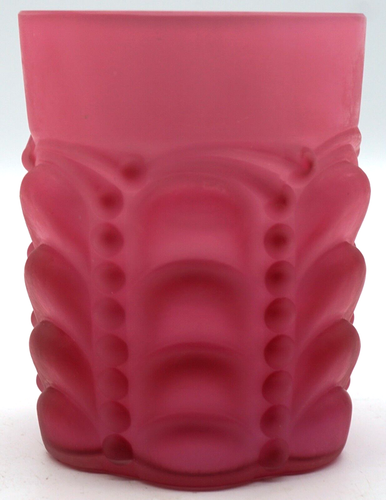 Vintage Satin Cranberry Glass Guttate Pattern Tumbler 3 5/8” - Picture 3 of 7