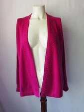 Charter Club Luxury 100% Cashmere Short Completer Sweater Open Front Fuchsia PM
