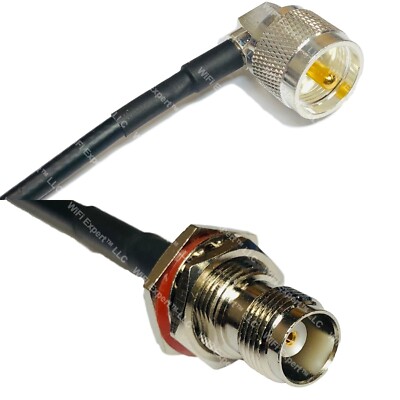 LMR240UF UHF Male Angle to TNC FEMALE BULKHEAD Coax RF Cable USA-Ship Lot