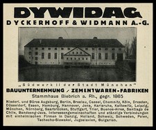 Reklame 1925 Dywidag Dyckerhoff & Widmann Bauunternehmung Bierbrich a. Rhein