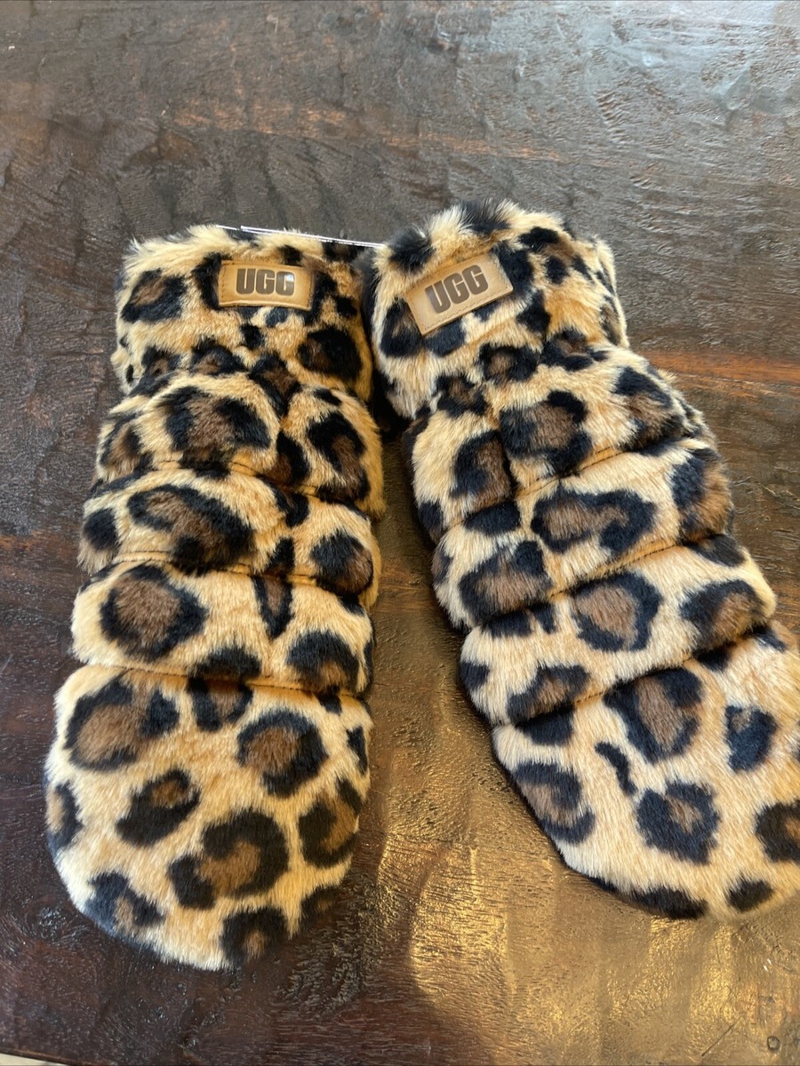 UGG WOMENS ALL OVER FAUX FUR MITTEN, NATURAL SPOTTY, LEOPARD, NWT