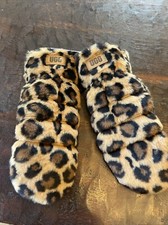 UGG WOMENS ALL OVER FAUX FUR MITTEN, NATURAL SPOTTY, LEOPARD, NWT, S/M