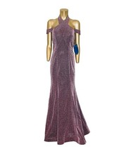 Halter neck sparkle maxi dress / ball gown / prom Dress In Purple UK 10