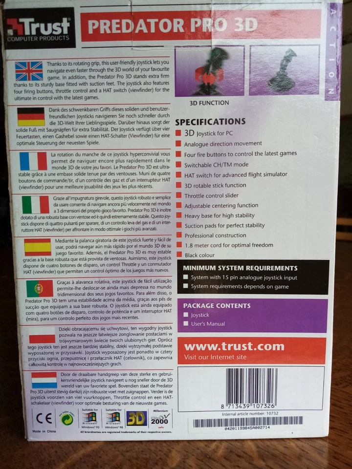 Joystick Trust Predator Pro 3D Trust nuovo di zecca, bellissimo ed inutilizzato - Immagine 3 di 4