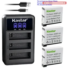 Kastar Battery Triple Charger for GoPro AHDBT-401 GoPro HD HERO4 Black Silver