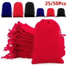 25/50Pcs Velvet Drawstring Gift Pouches Ring Jewelry Bag 2.8*3.5in/3.9*5.9in