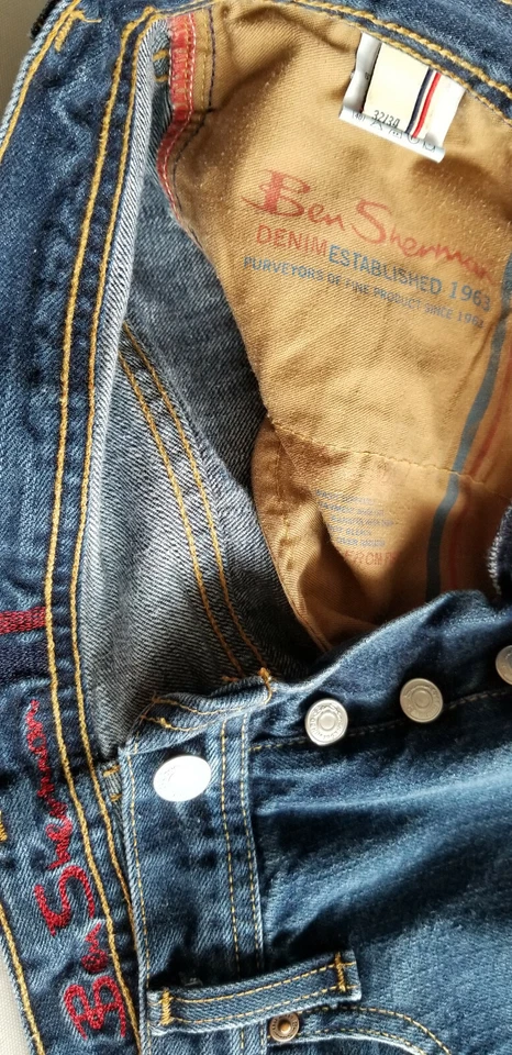 Jean de mezclilla BEN SHERMAN clásico recto 100 % algodón para hombre - 32x34 azul oscuro Foto 4 de 4