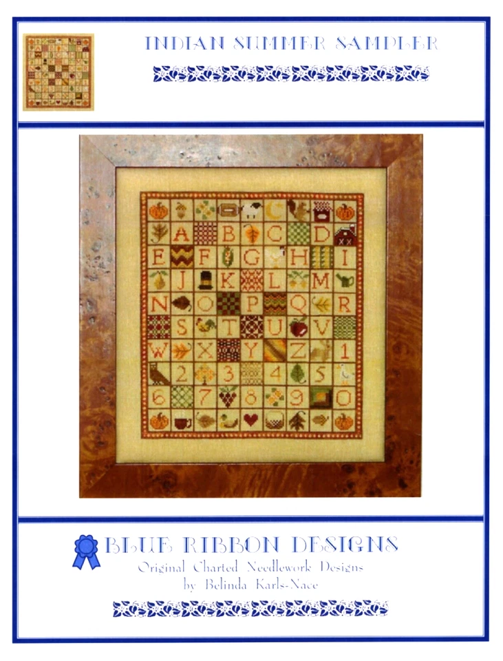 Indian summer Sampler Cross Stitch Embroidery Pattern Blue Ribbon Designs - Image 2 of 3