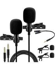 Lavalier Lapel Microphone 2 Pack Professional Omnidirectional Mini Microphone