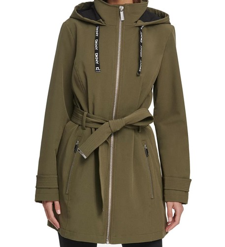 DKNY Hooded Belted Water-Resistant 
