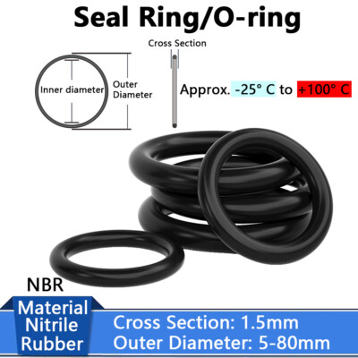 NBR Nitrile Rubber O-Ring Seals – 1.5mm Cross Section – Assorted Washers & Gaskets