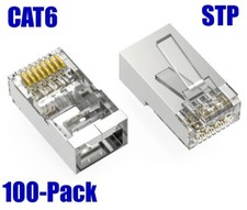 100 Pack CAT6 Shielded STP RJ45 Network Ethernet Feed Thru Plug Cable Connector