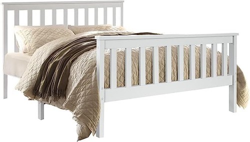 White Pine Bed Frame Wooden Shaker Style Bedroom Furniture Bed with Mattress uk - Picture 7 of 14