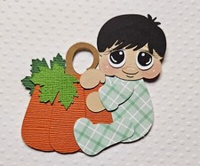 Pumpkin Baby Boy Black Hair. Scrapbook, Card Making Paper Piecing