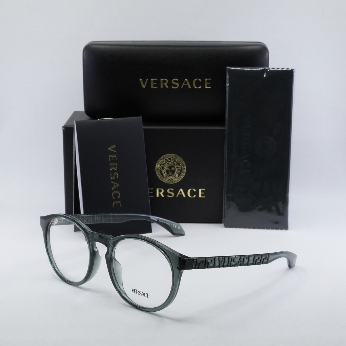 NEW VERSACE VE3355U 5453 Grey Transparent 51mm Eyeglasses | eBay display picture 1