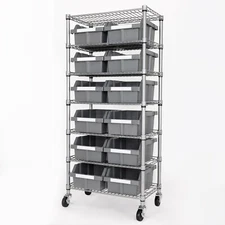 Seville Classics Commercial 7-Tier NSF 12 Bin Rack System, 24"W X 14.25"D X 56"H
