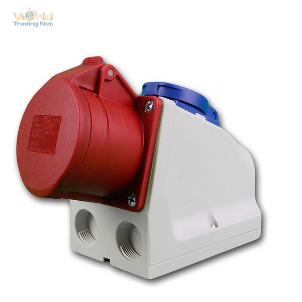 Combo Wandsteckdose 5 Polig Cee 16A 400V IP44 Mit Schutzkontakt-Steckdose Schuko-image
