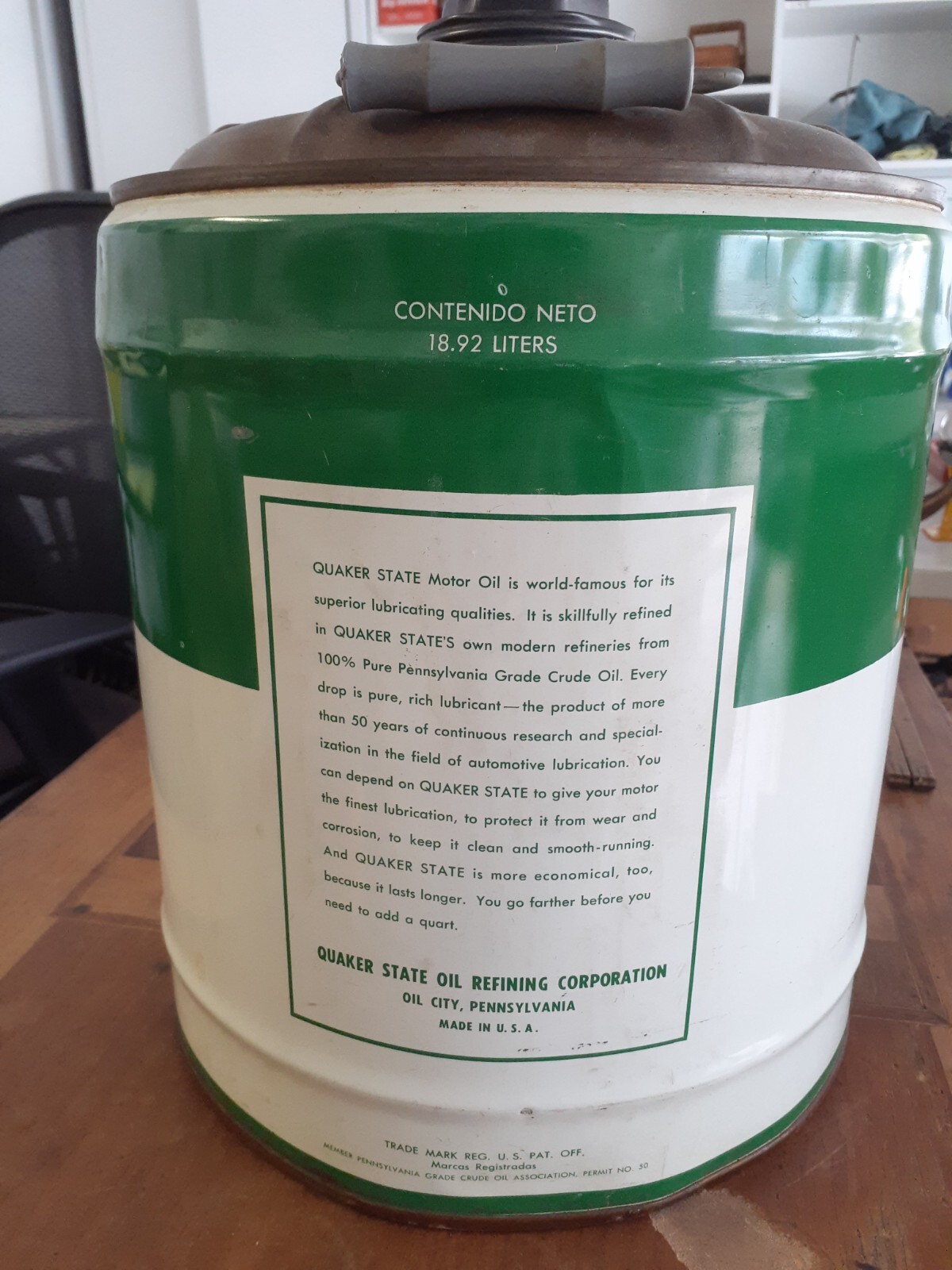 Vintage Original 5 Gallon Quaker State Oil Can eBay