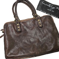 Costanza Rota Leather Triple Zip Purse Brown Bronze Handbag Crossbody Satchel
