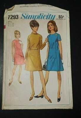 VINTAGE SIMPLICITY 1976 LADIES A LINE DRESS PATTERN 7293 SIZE 12 FREE  SHIPPING | eBay
