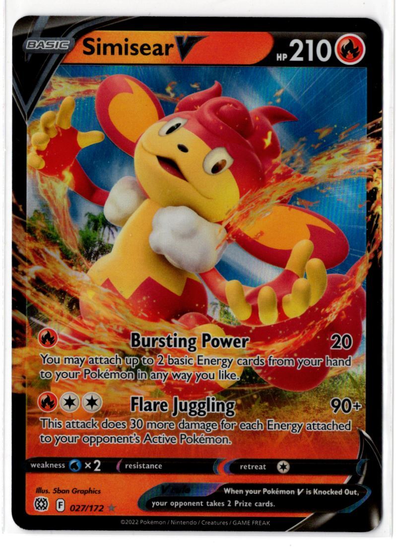simisear v pokemon card value 2022 Pokemon Brilliant Stars SIMISEAR V 027/172 Ultra Rare Holo 5ban / HP210