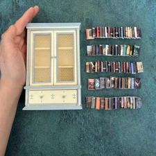 1Set Bookcase Book 1:12 Scale Dollhouse Miniatures Furniture Cabinet Unreadable