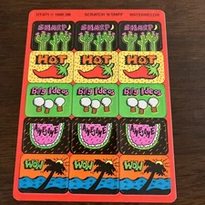 Vintage Scratch and Sniff Stickers Watermelon Neon Hot Awesome 1990
