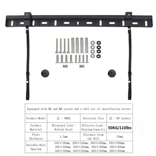TV WALL BRACKET MOUNT SLIM FOR 32 40 50 55 60 65 70 75 80 INCH 3D LCD LED PLASMA - Picture 9 of 22