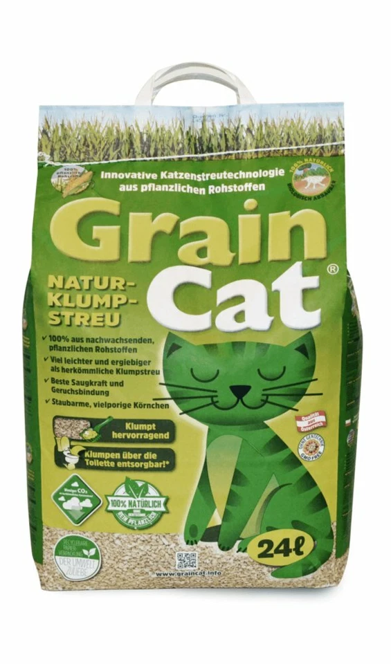 24 l GrainCat Katzenstreu Naturklumpstreu klumpend