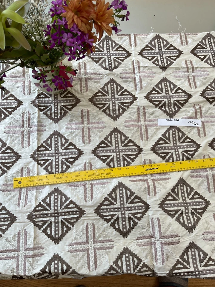 Designer Quality 100% Silk Shantung High End Embroidered Fabrics!!! - Image 3 of 4