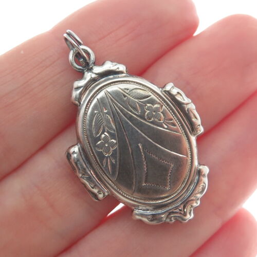 BARDEN BLAKE & CO. 925 Sterling Silver 2-Tone Antique Engraved Locket Pendant