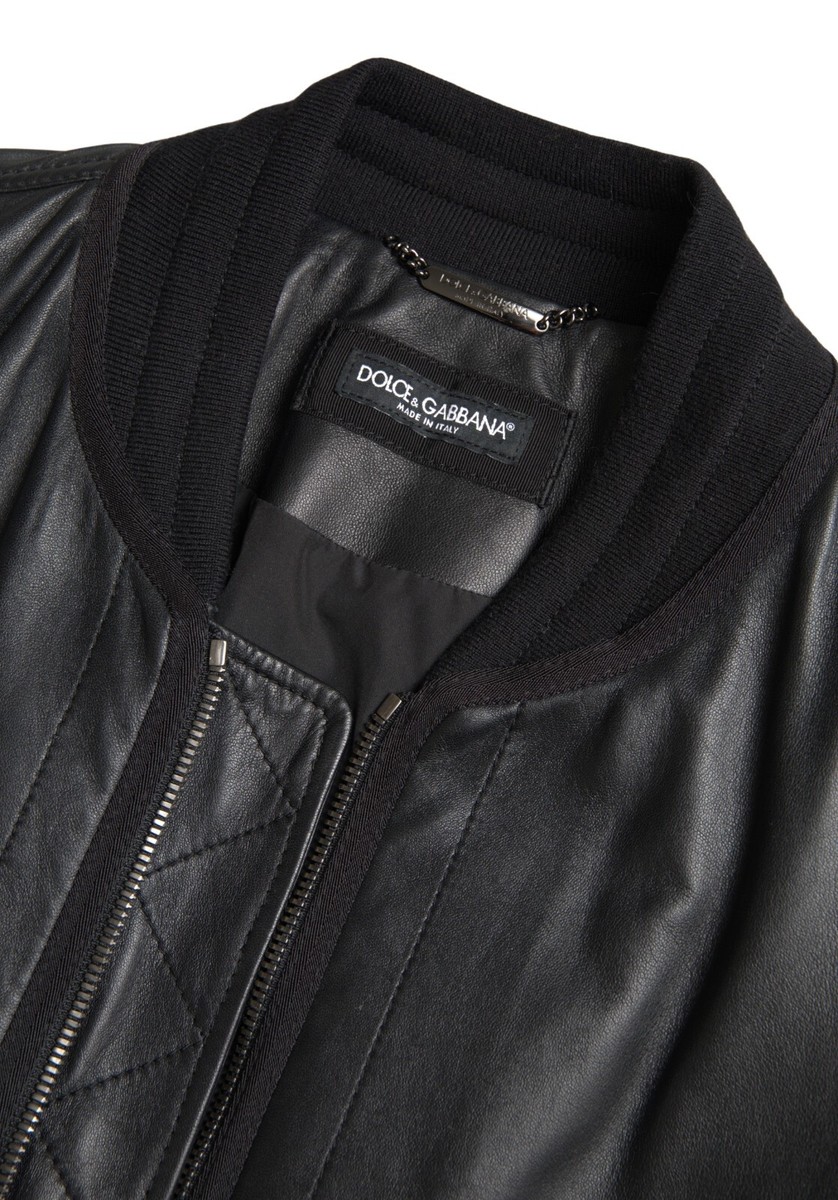 ジャケット・アウター DOLCE&GABBANA/zip flight jacket DOLCE & GABBANA Jacket Black LeatherBlouson Full Zip Bomber