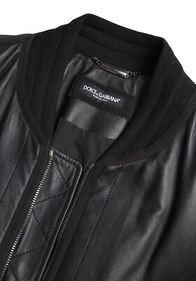 DOLCE & GABBANA Jacket Black LeatherBlouson Full Zip Bomber