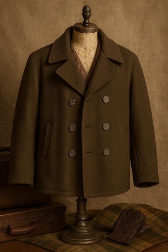 VTG Duro Jac by Schott NYC Pea coat made in canada wool coat military large p1