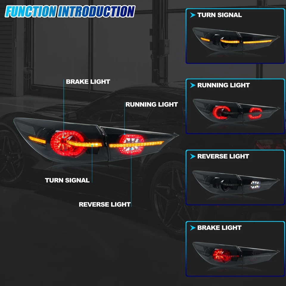 Luces traseras LED para Mazda 3 2014-2018 sedán conjunto de luces traseras negras secuenciales Foto 2 de 4