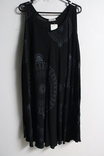 Made in Italy Womens Boho Printed Short Smock Dress - Black - NEW (h76)