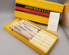 6 Vintage Deco James Ryals Stainless with Cream Handles Table Dinner Knives 22.5