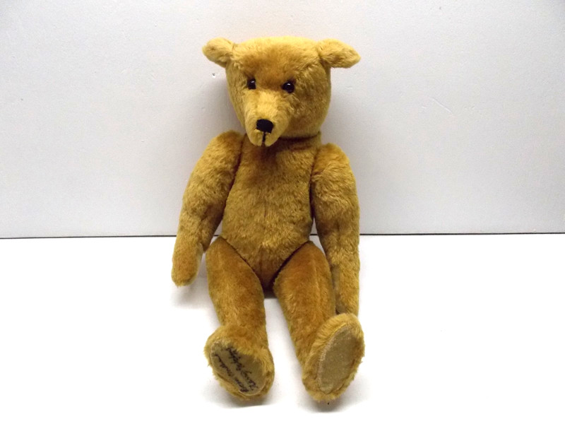 VINTAGE MOHAIR TEDDY BEAR STEIFF ? FULLY JOINTED SIGNED ON FOOT *