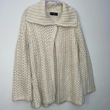 Mercer & Madison Cardigan Sweater XXL Angora/Lambswool Open Weave in Cream